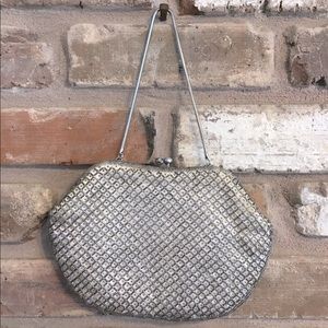 LA REGALE VINTAGE Women’s Silver Beaded Evening Clutch Bag
